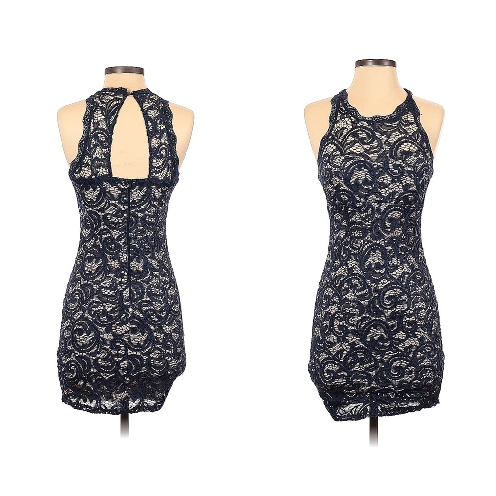 SM sequin lace floral cocktail dress